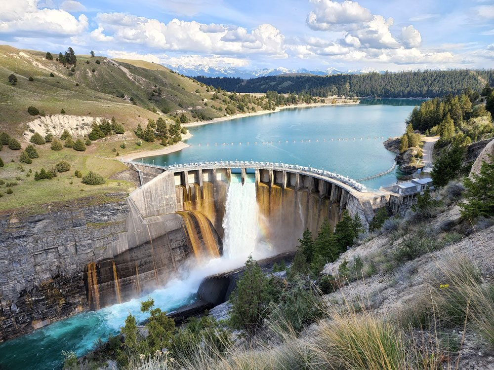 drone view of hydroelectric dam