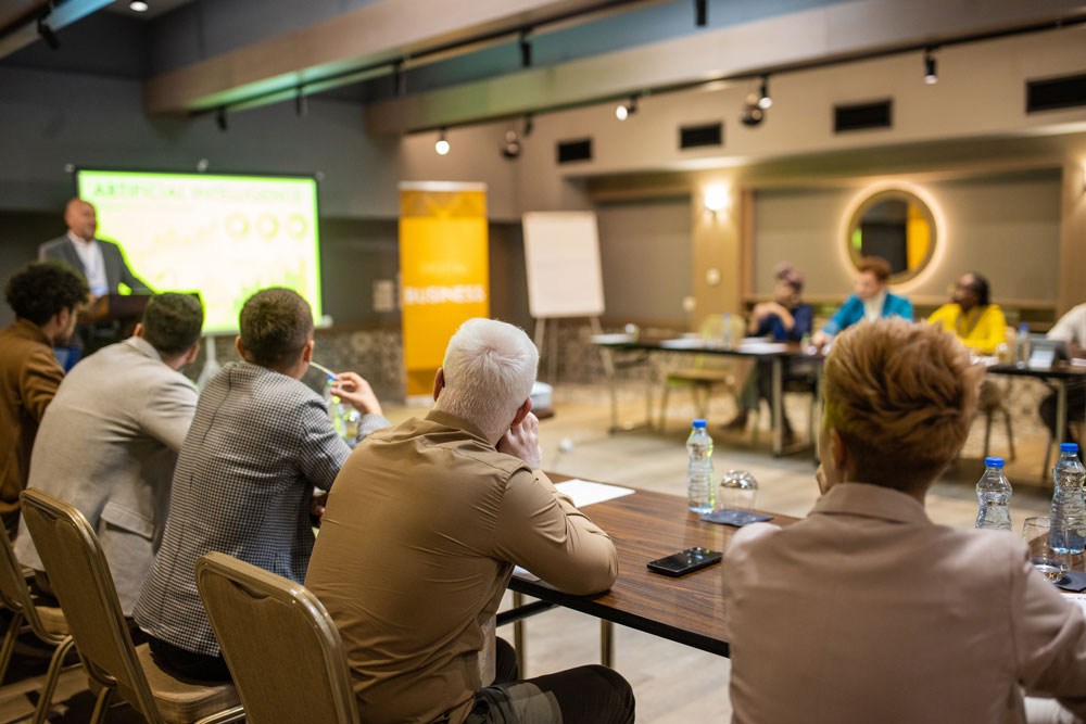 HOA lake meeting in conference room