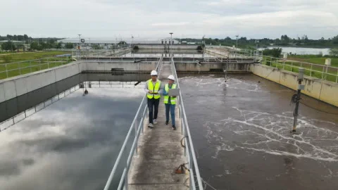 Clean-flo technicians at a wastewater plant