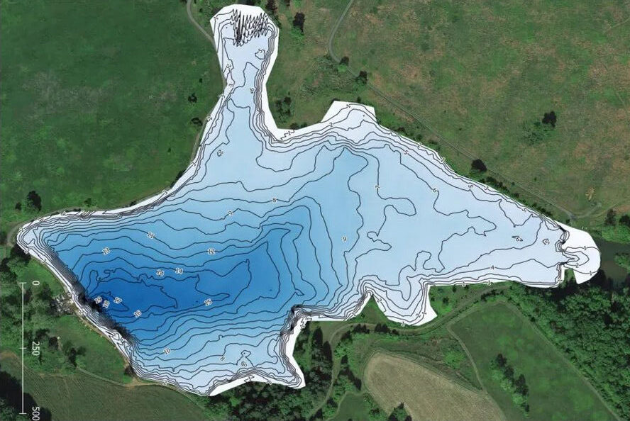 Bathymetric map of lake after