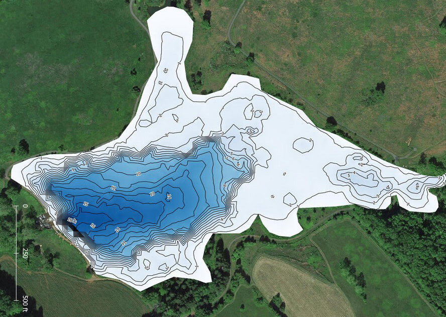 Bathymetric map of lake before